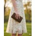 Evening Bag - Braided Straw Like w/ Metal Frame - Brown - BG-92070BR